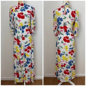 RIXO X Target Floral Ruffle Midi Dress Size 2 Multicolor Lined Smocked